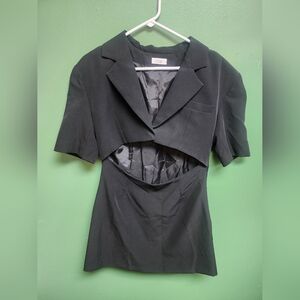 CLP Black Cutout Mini Dress | Short Sleeve Blazer Style | Size M